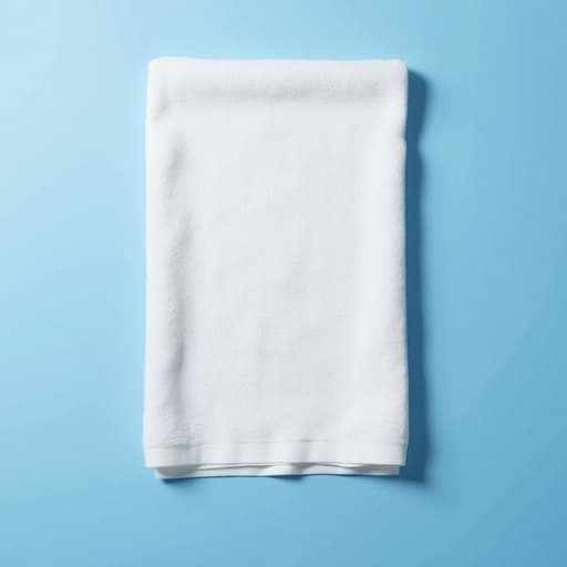 손 타올, 타올, 목욕 린넨, 홈 텍스타일, 깨끗하고 고요하며 미니멀한, 그라디언트 파란 배경 위의 부드러운 면 타올.