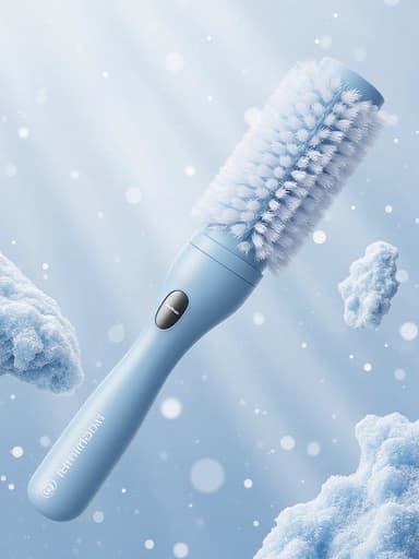 블라인드 청소솔, 청소도구, 겨울 서리 배경, 섬세한 얼음 패턴, 부드러움, 깨끗함, 맑음