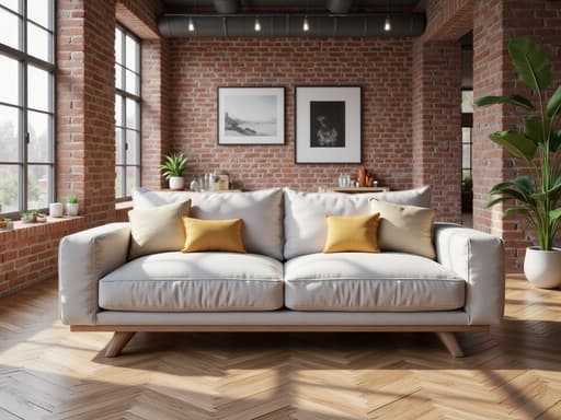 2인용 소파, 가구, 로프트 스타일 아파트, 자연광