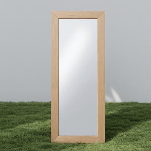전신 거울, 맑은 하늘, 푸른 잔디밭, 고요함, 자연스러움