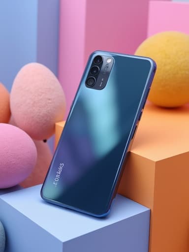 스마트폰, 디지털 기기, 추상적인 색채로 둘러싸인, 생동감 넘치고 예술적인