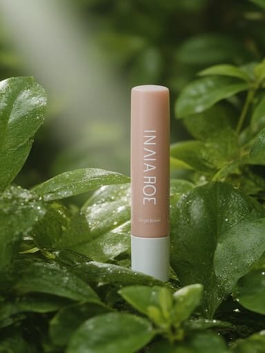 립밤, 아침 이슬이 맺힌 초록 정원, 고요하고 신선한