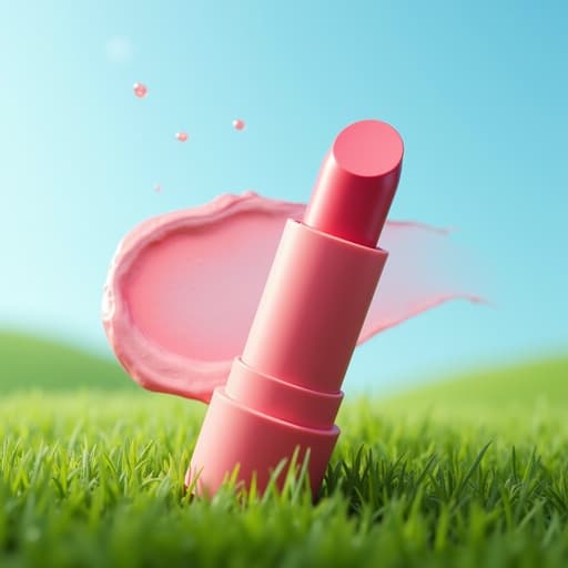 립 틴트, 맑은 하늘, 푸른 잔디밭, 신선하고 생기 넘치는